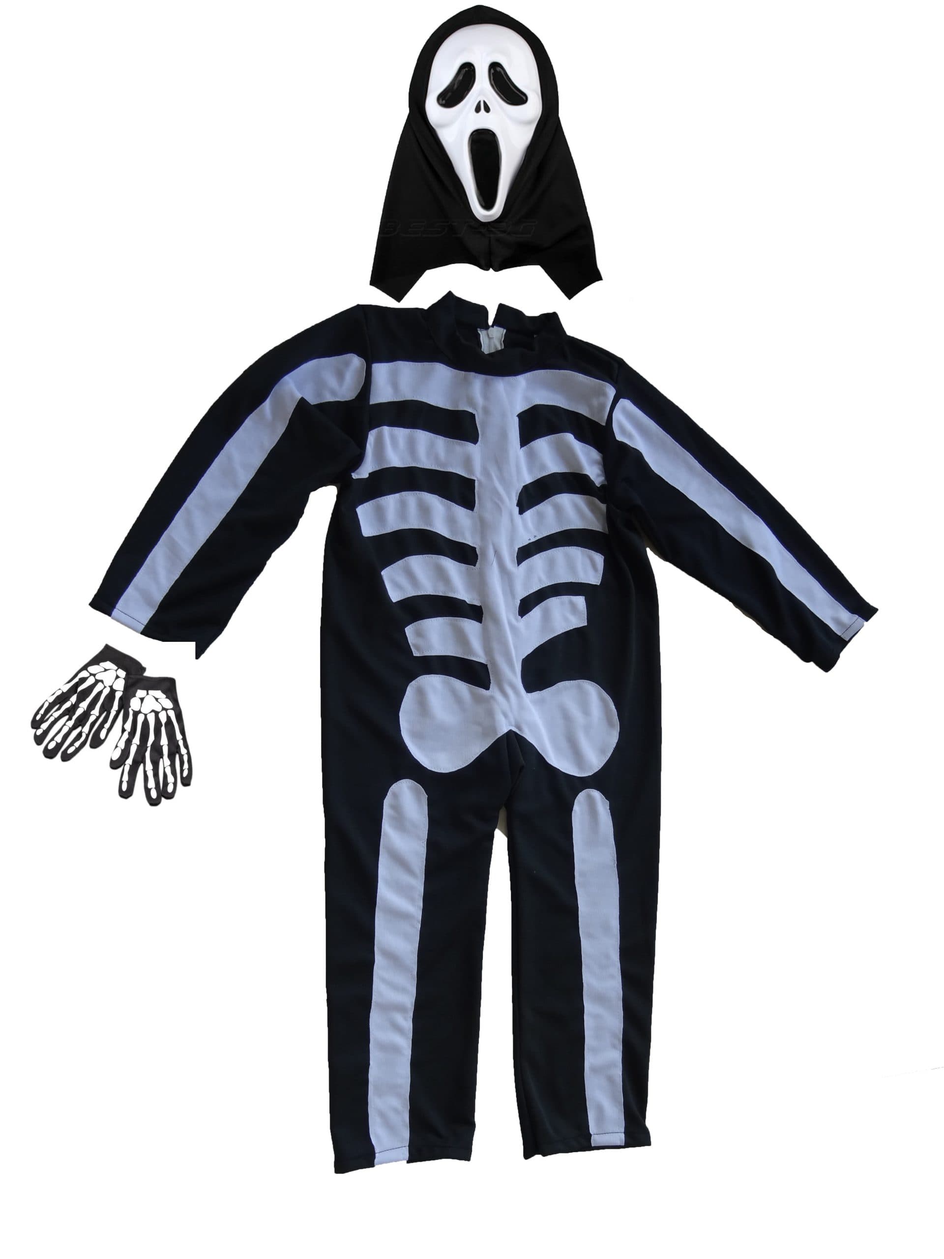 Kids Skeleton Dress with Gloves and Mask