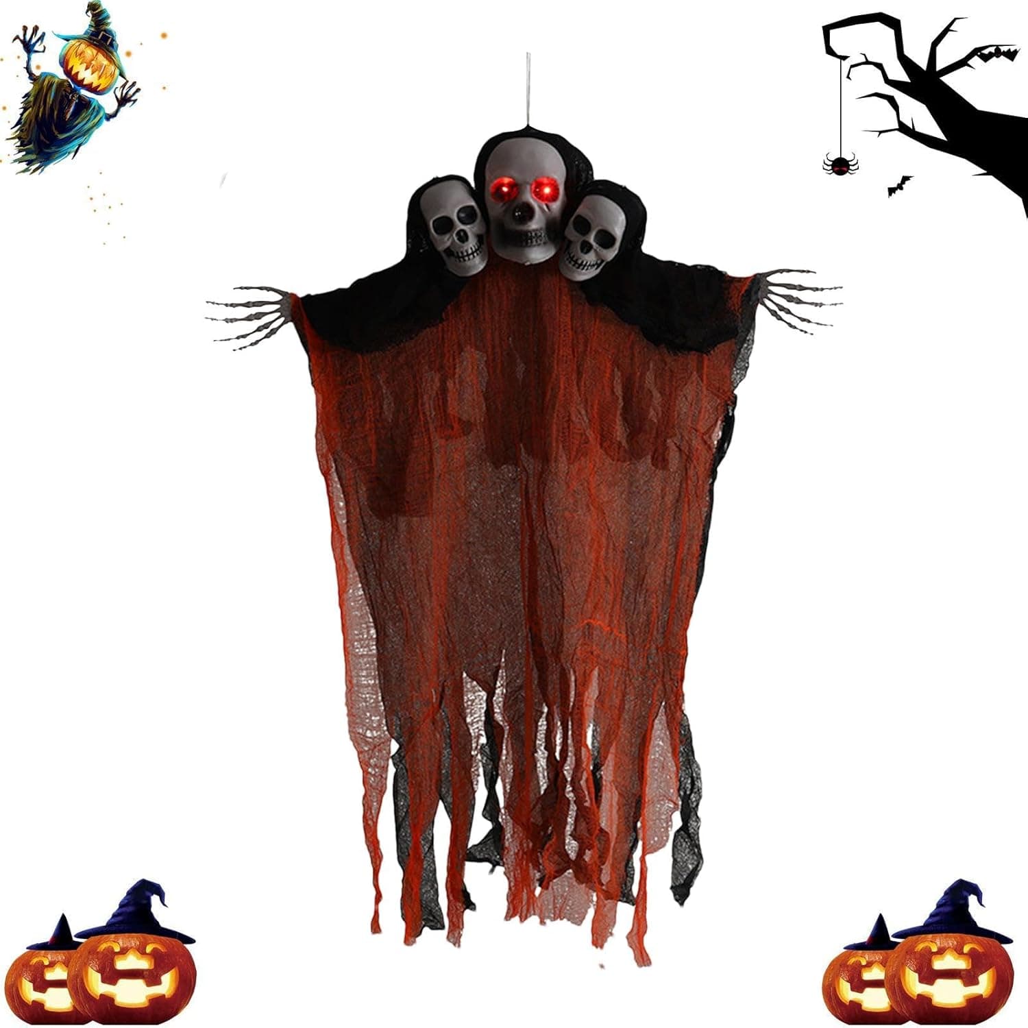 Kids Hanging Three-Head Ghost Costume