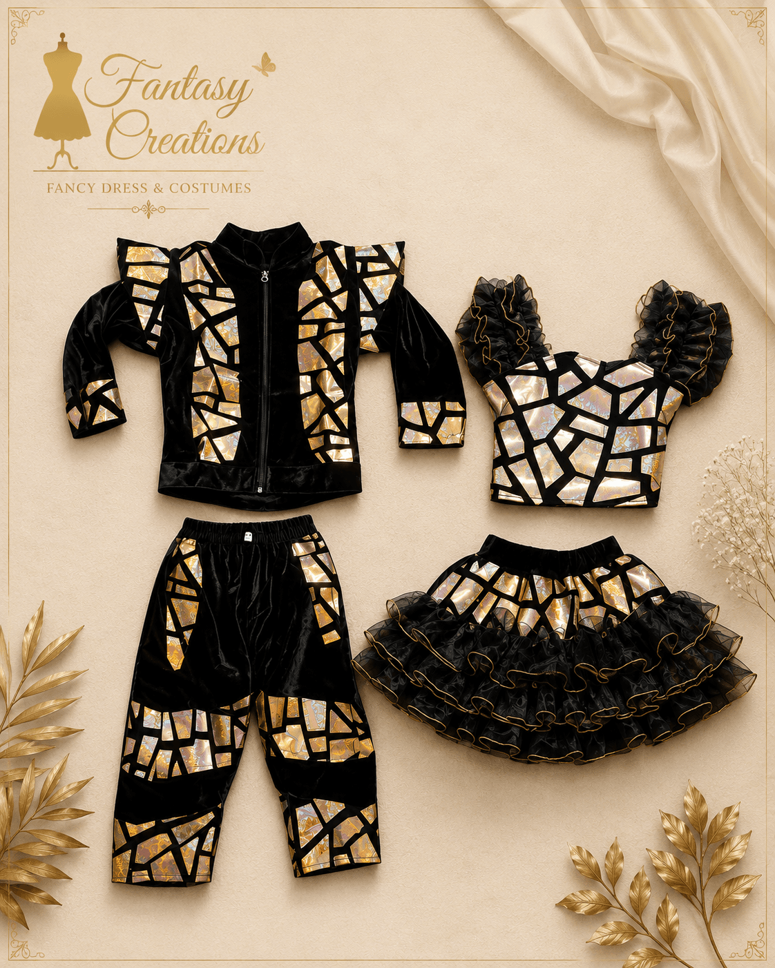 Black And Gold Mosaic girl boy dress