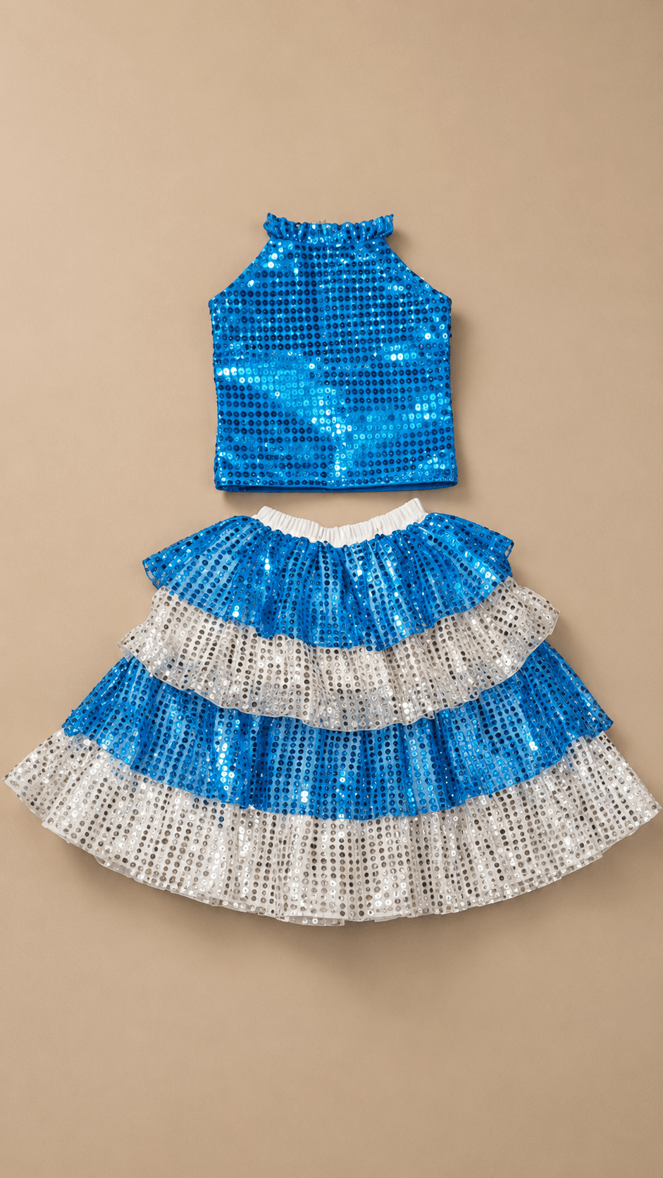 Blue Sequined skirt Top
