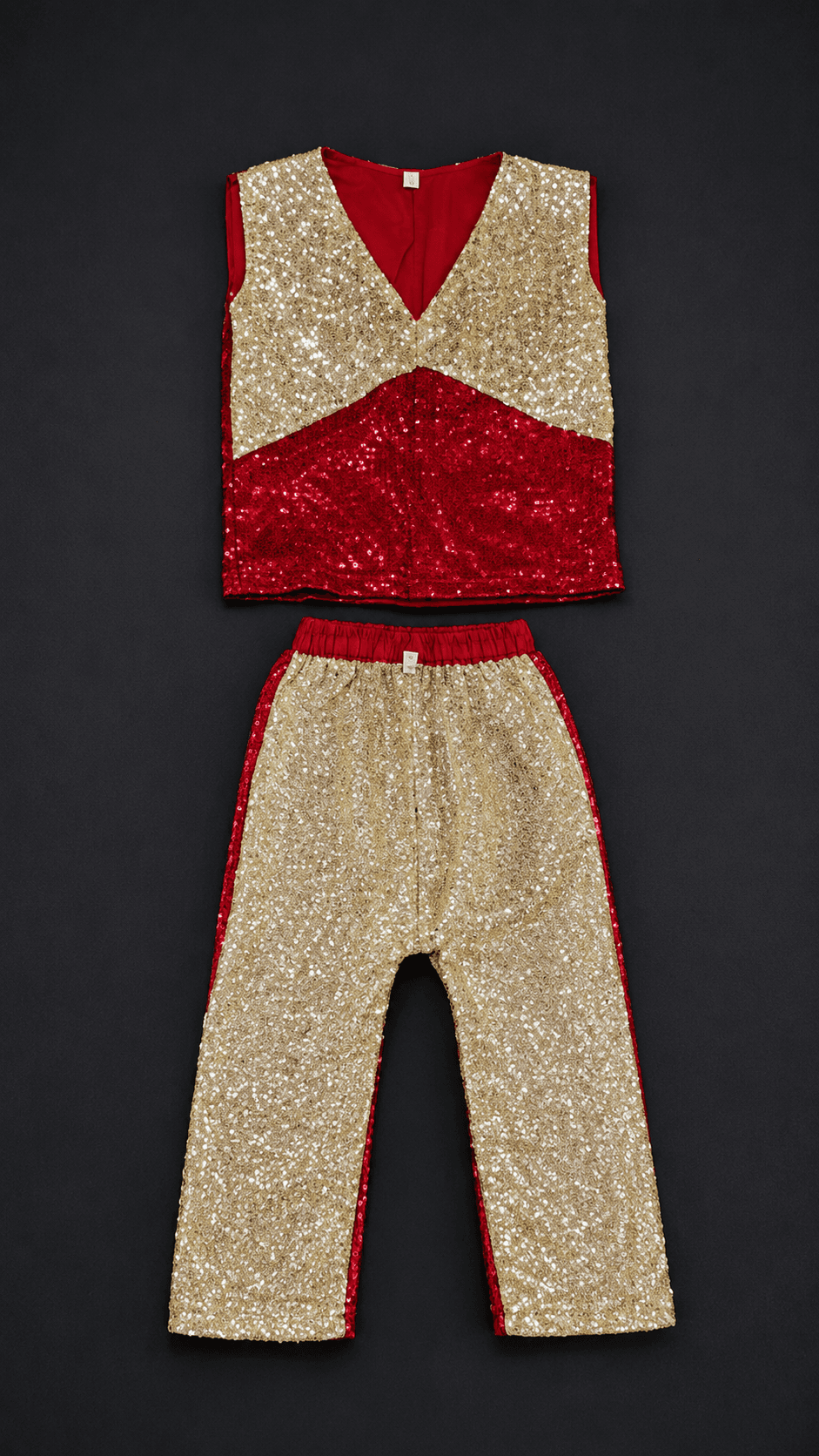 Red and Gold Sleeveless Costume Set