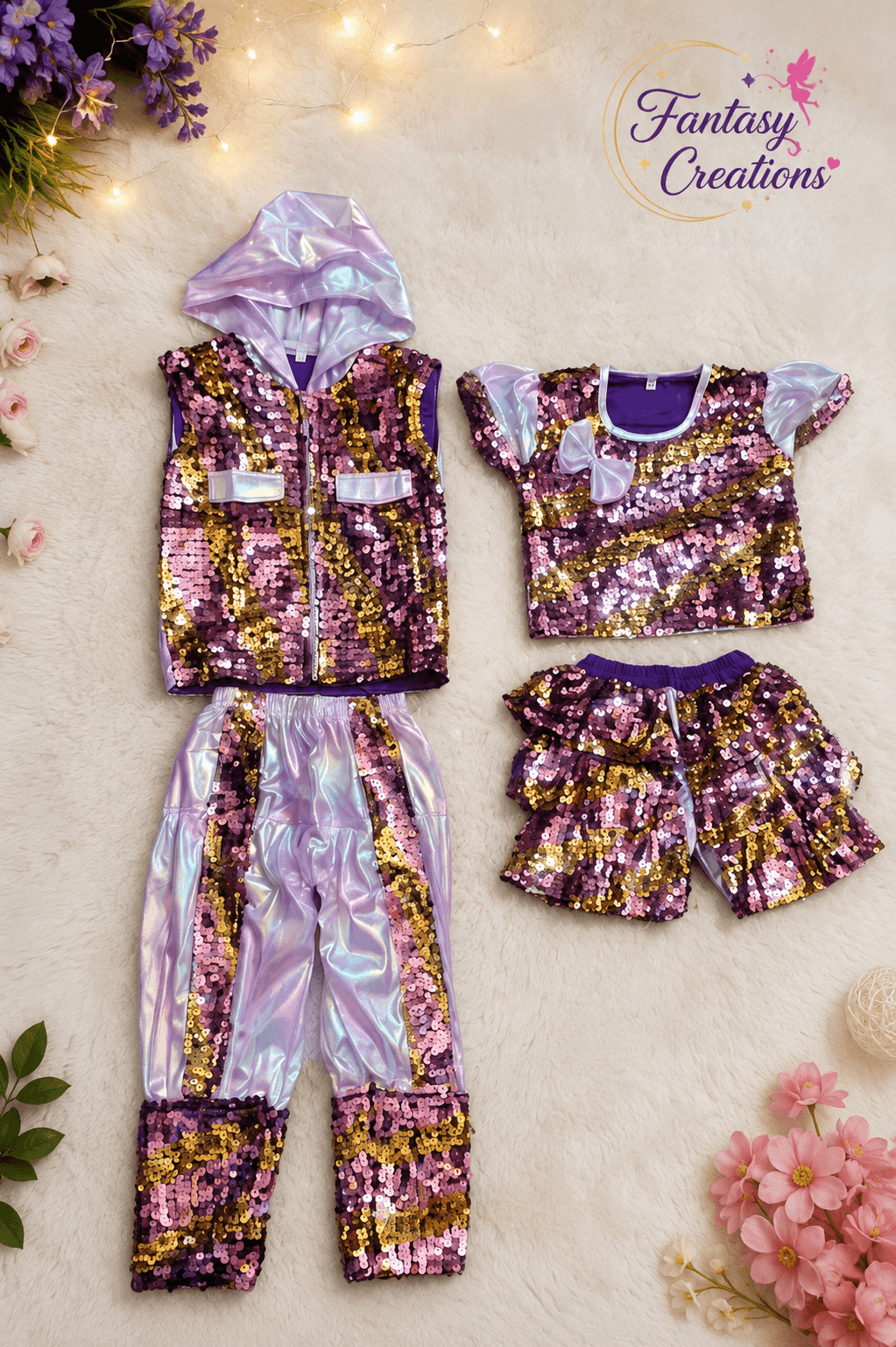 Purple Sequined Costume boy and girl dress