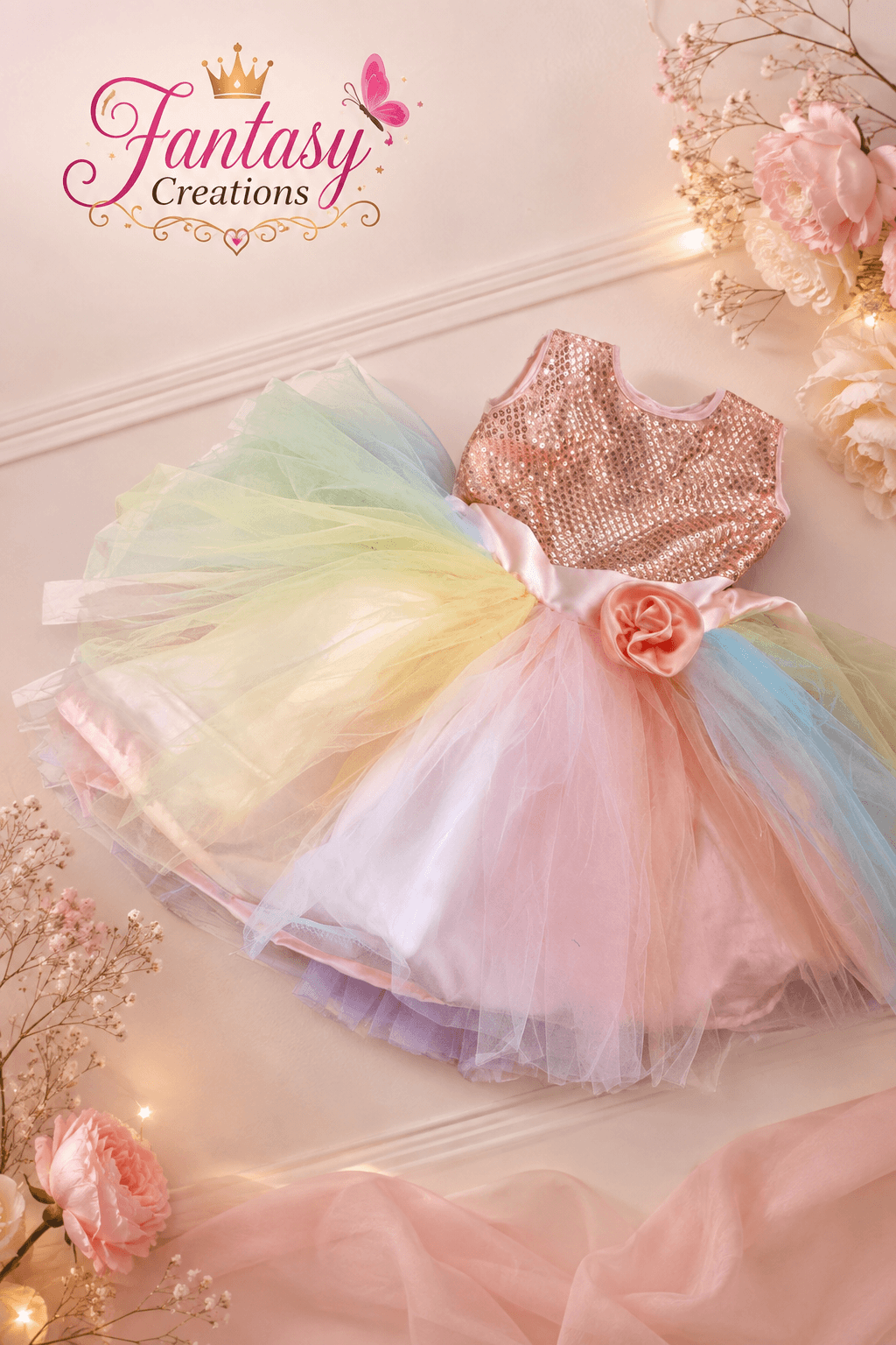 Rose Gold Sequined Tutu Dress