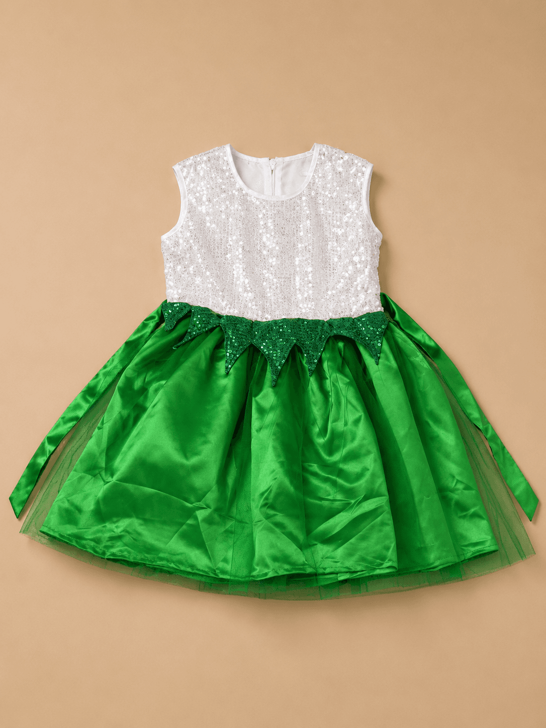 White  green netted Dress