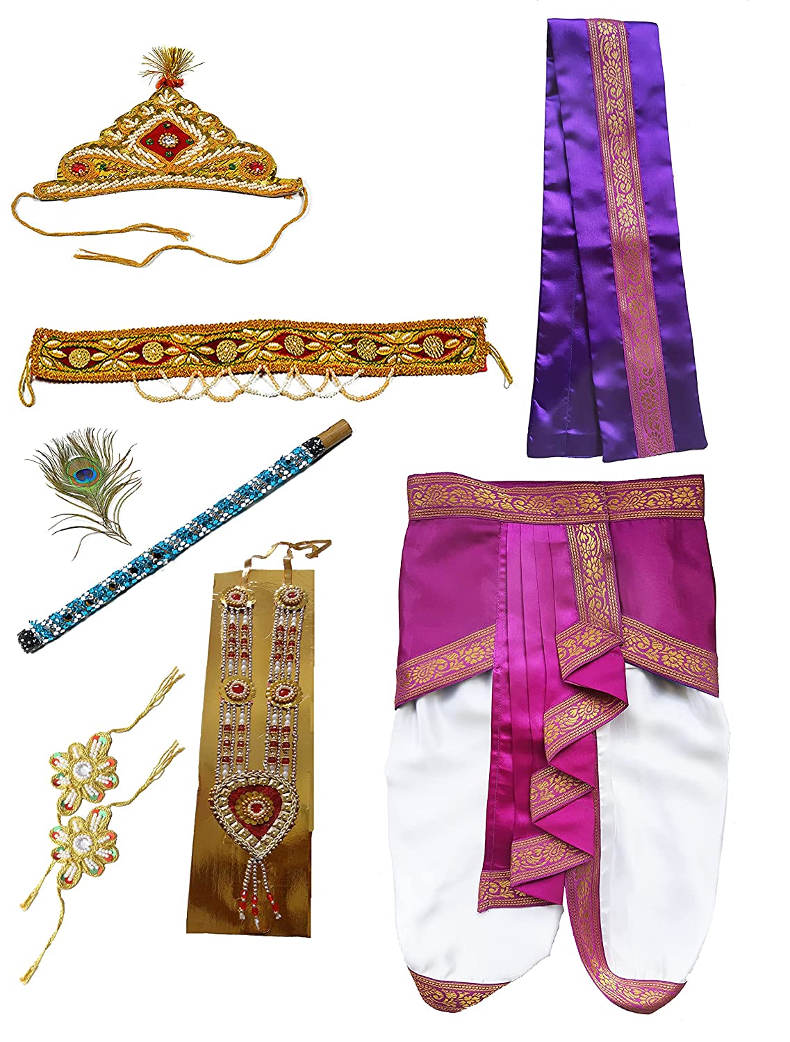 Pakhi Little Krishna Classical Theme Set - Pearl White and Magenta