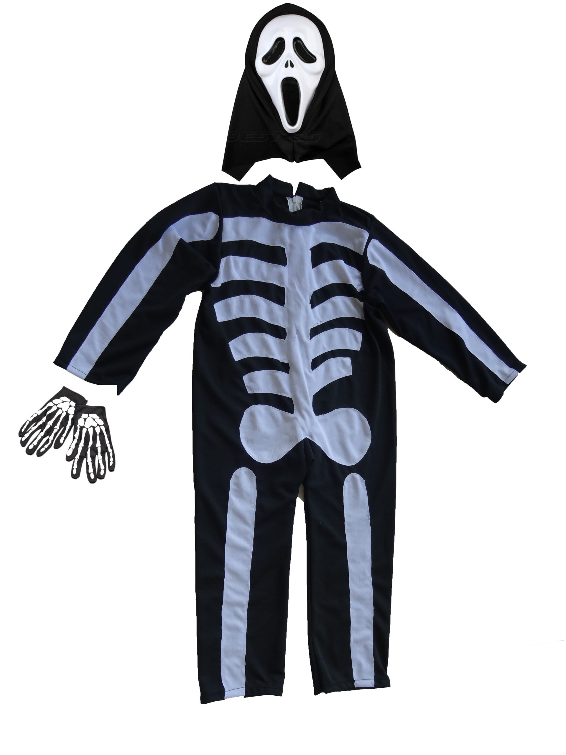 Kids Skeleton Dress with Gloves and Mask