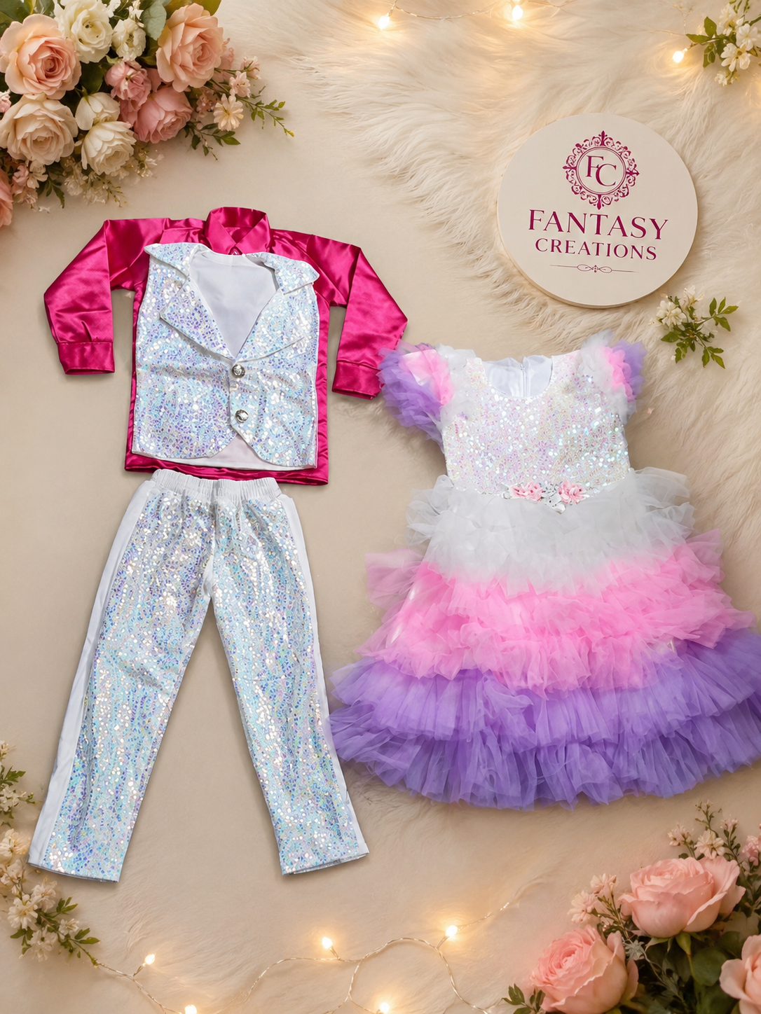 Blue Sequined Costume Set