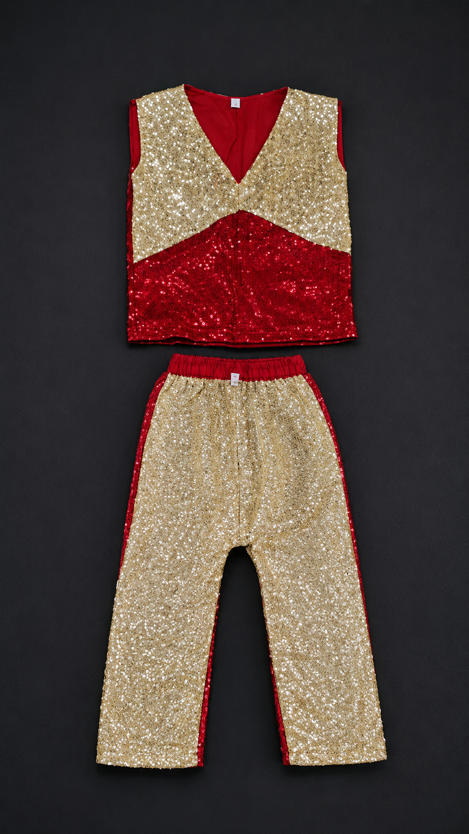 Red and Gold Sleeveless Costume Set