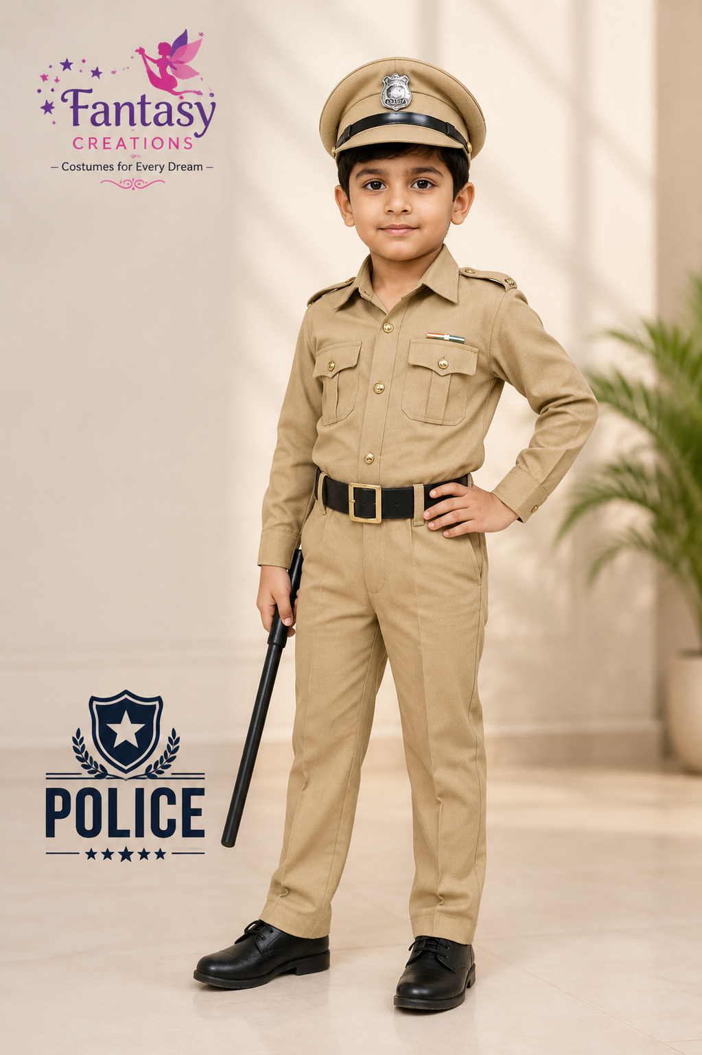 Khaki Long-sleeved Police Officer