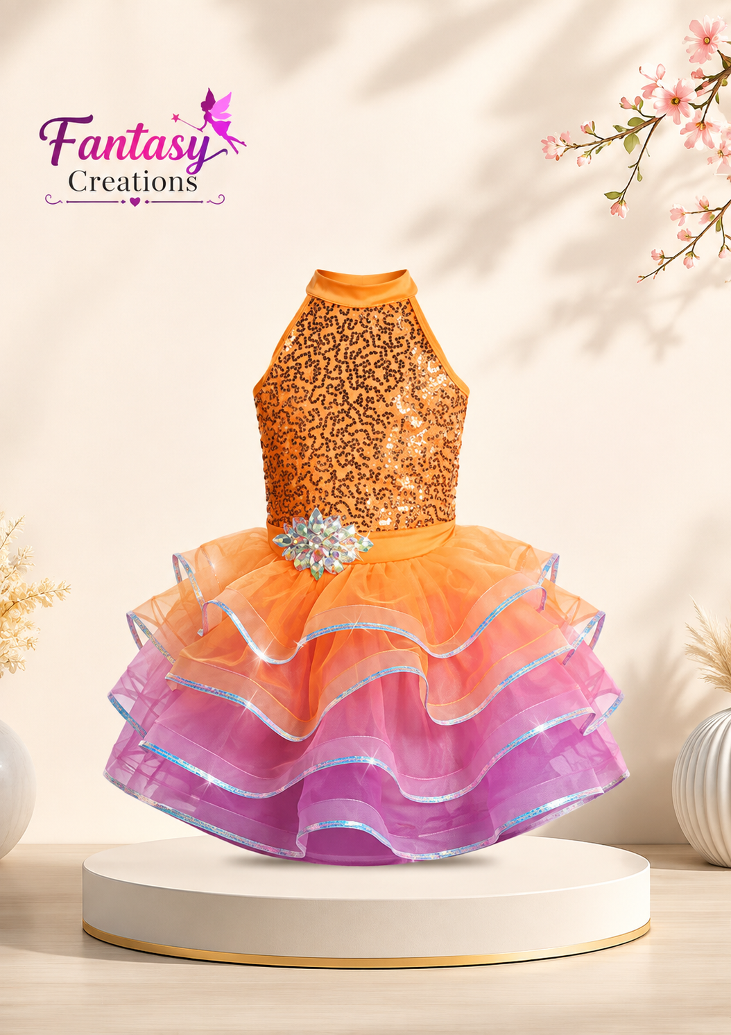 Orange Sequined Dress