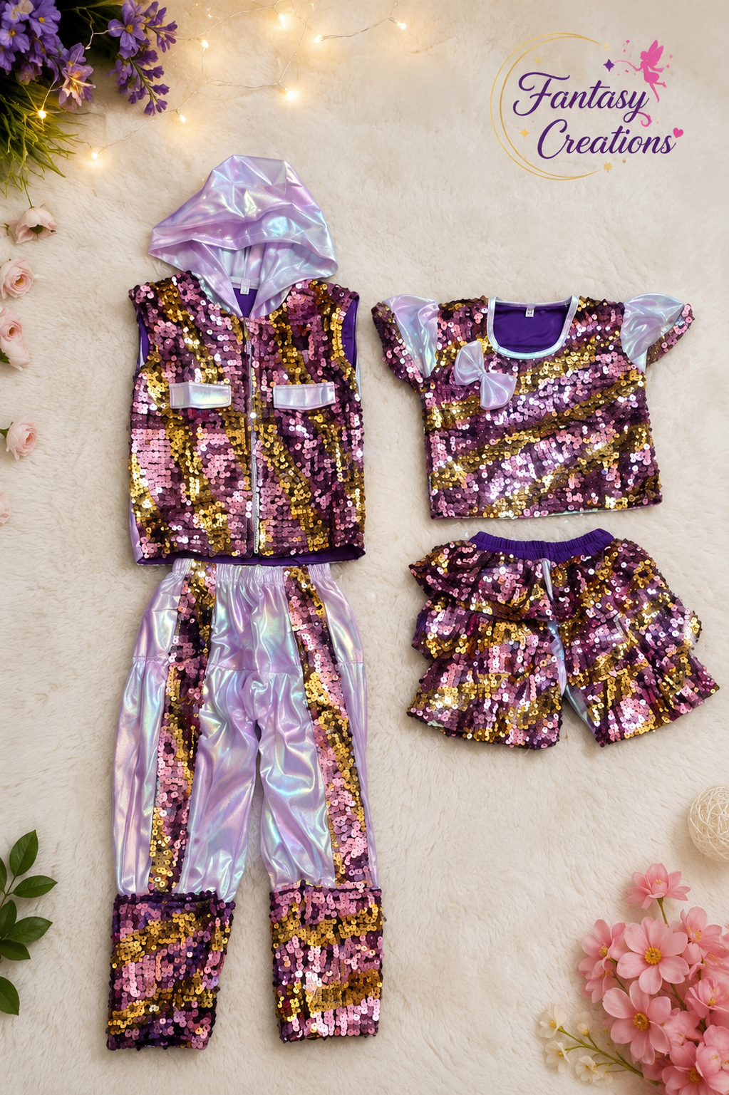 Purple Sequined Costume Set