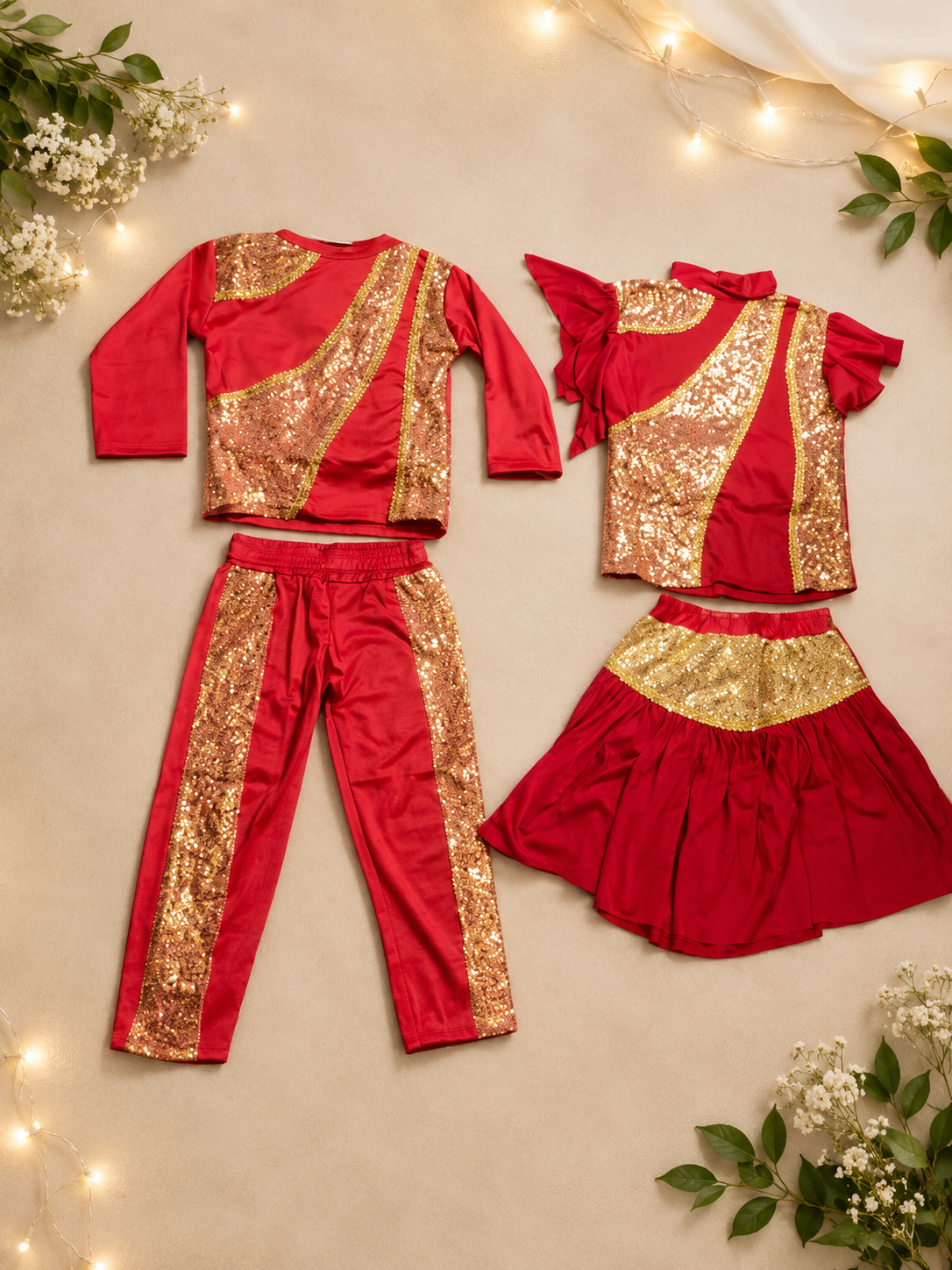 Red Long-sleeved Costume Top
