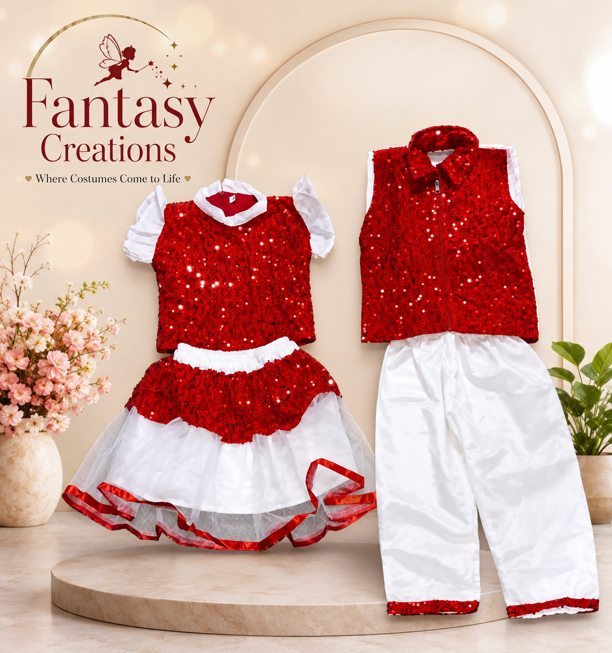 Red Sequined Tutu Skirt