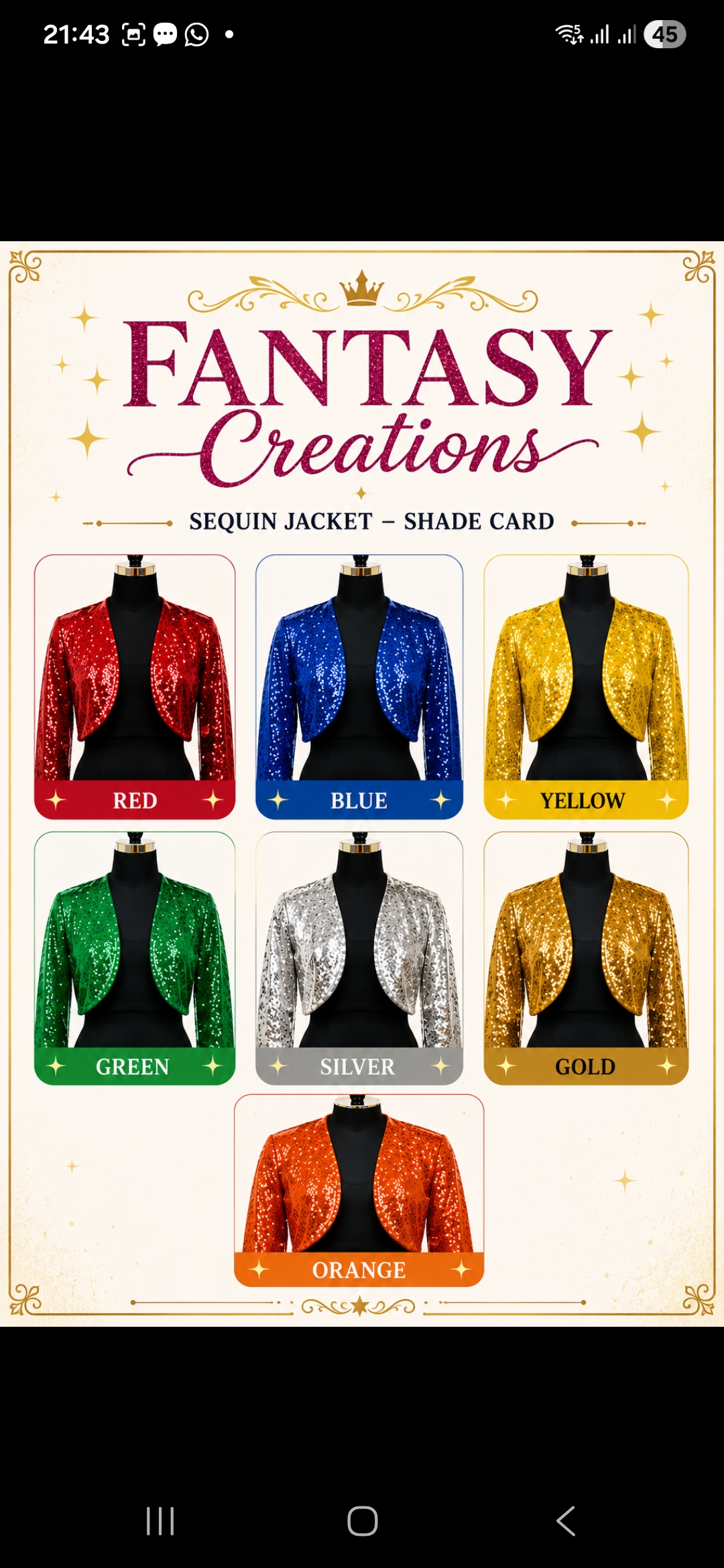 Sequin Jacket Shade Card