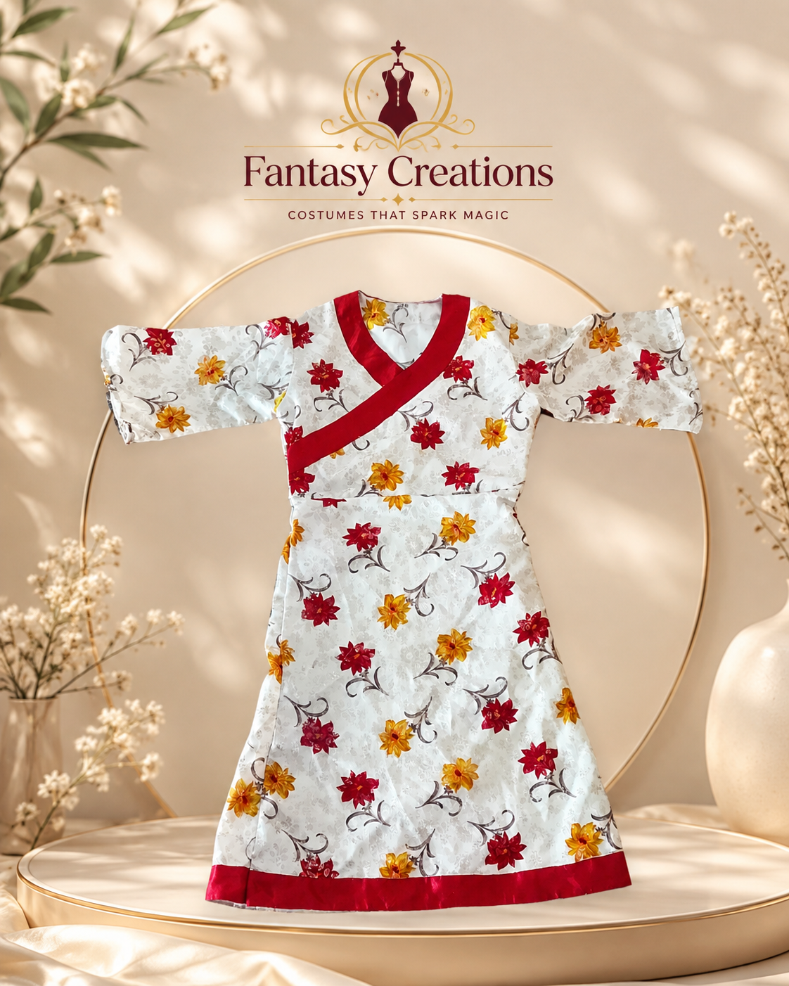 White Floral Japanese Kimono