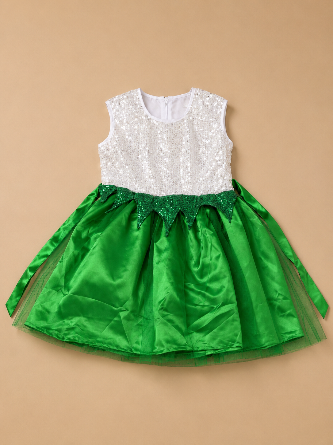 White  green netted Dress